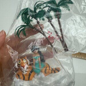Sealed Vtg 90s Disney Jasmine Tiger Rajah Aladdin Mattel Cake Topper Palm Tree